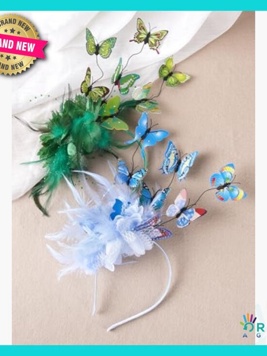 Elegant Butterfly Fascinator Headband Feather Flower Tea Party Hat Boho
